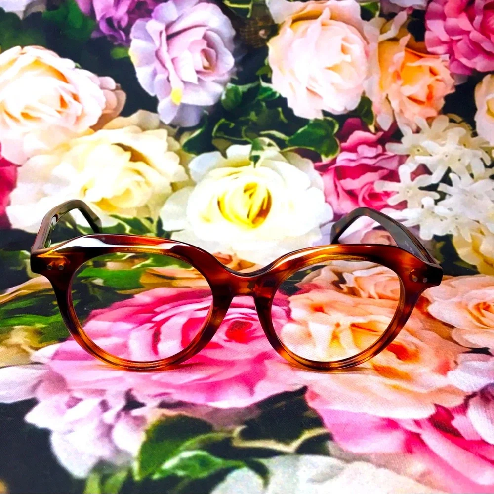 CELINE Two dots round Orange & Black tortoise acetate frames CL41461 F 086 145